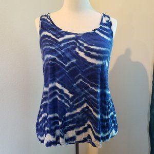 Cynthia Rowley Blue and White Tank Top Plus 1X